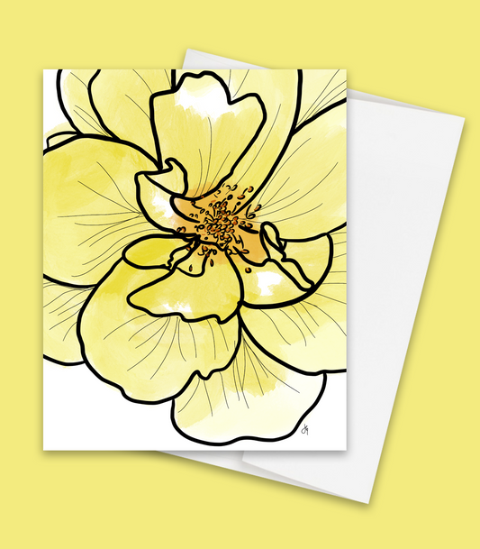 greeting card with a yellow rose, blank inside