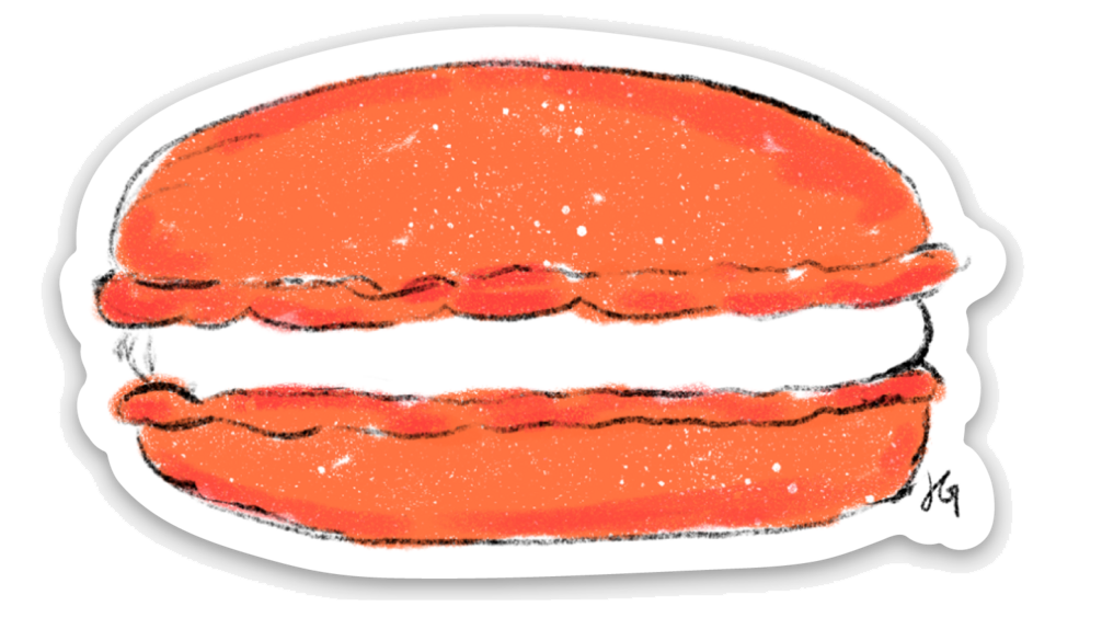 orange macaron shaped sticker