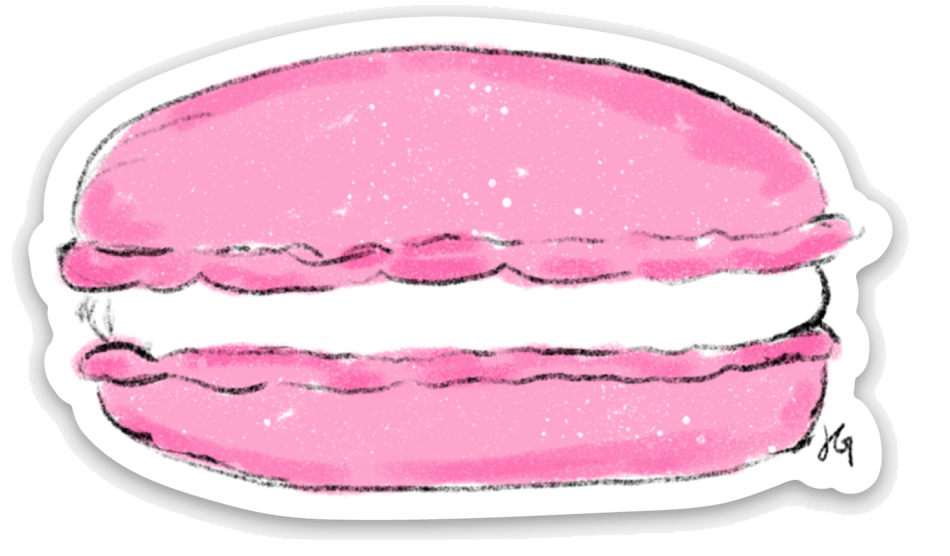 Pink macaron shaped sticker