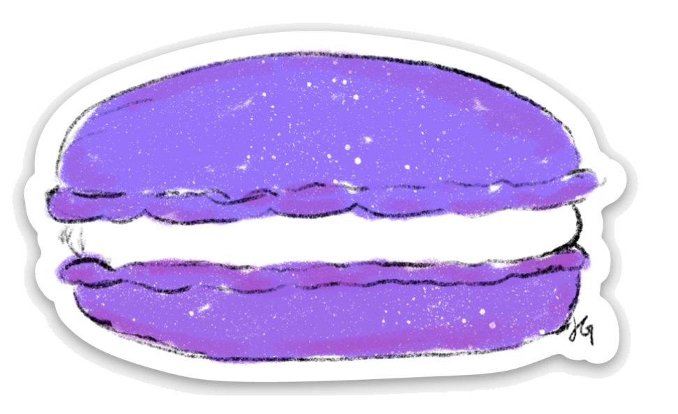 purple macaron shaped sticker