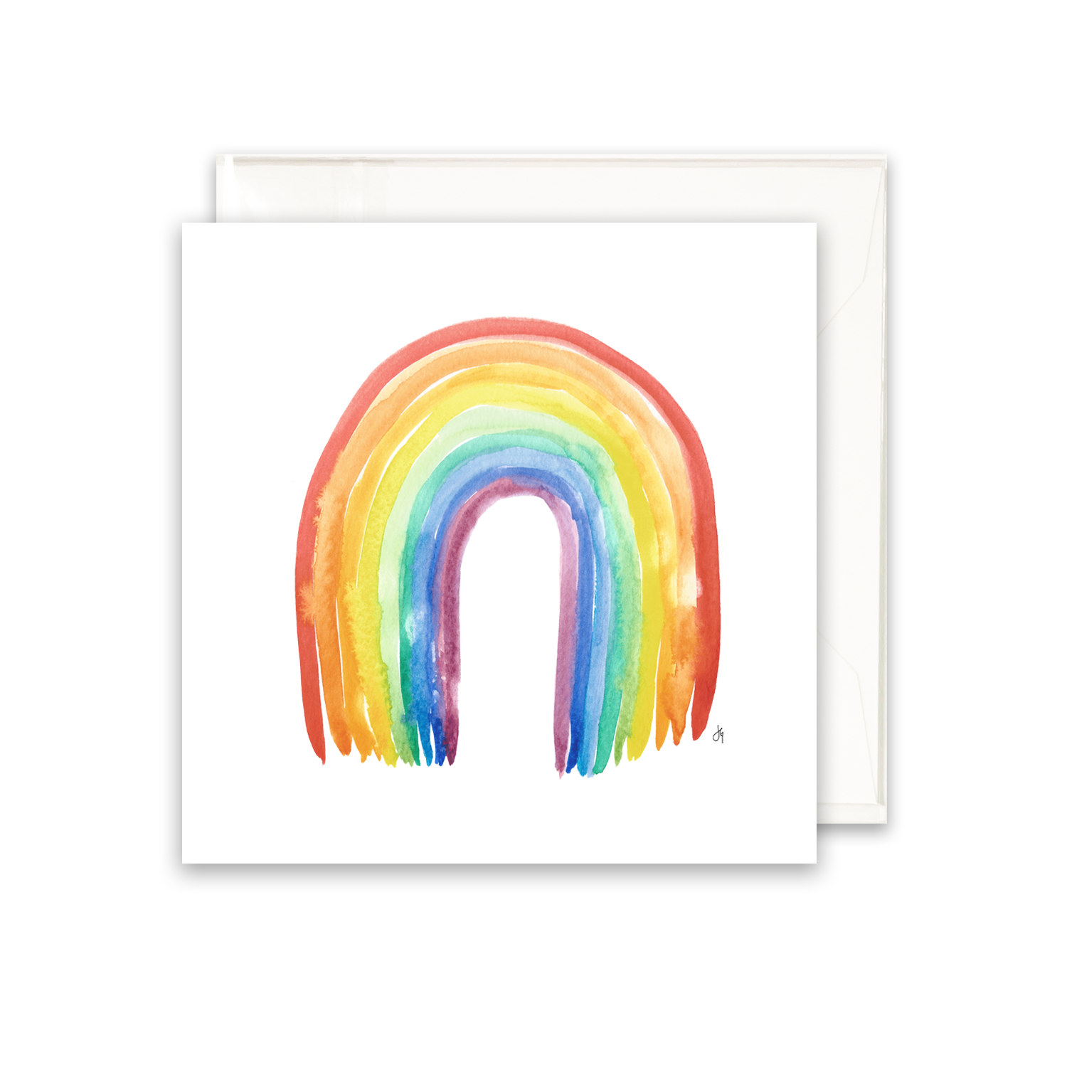 enclosure card with a watercolor rainbow, blank inside