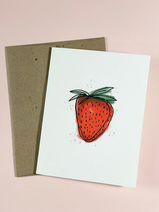 greeting card with a strawberry, blank inside