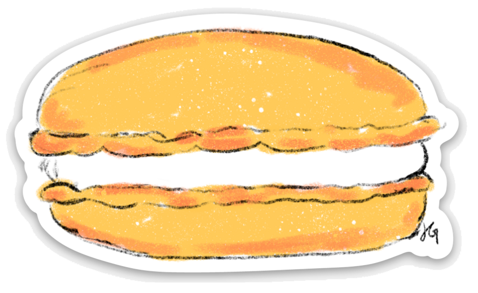 yellow macaron shaped sticker
