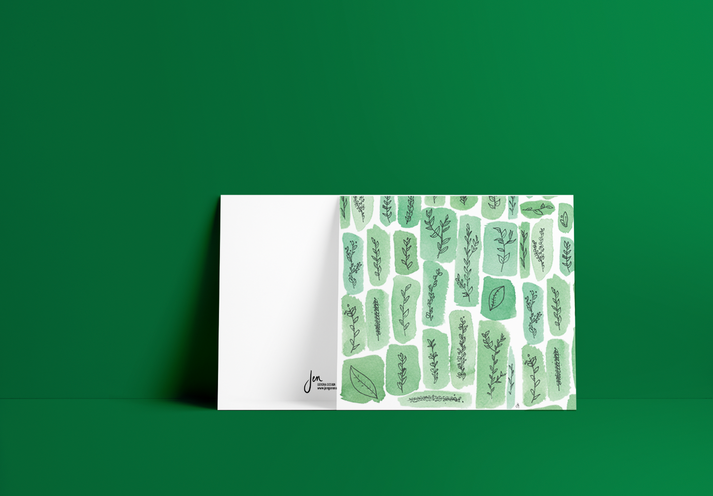 Green Leaves Enclosure Card - 2.75" x 2.75" Card