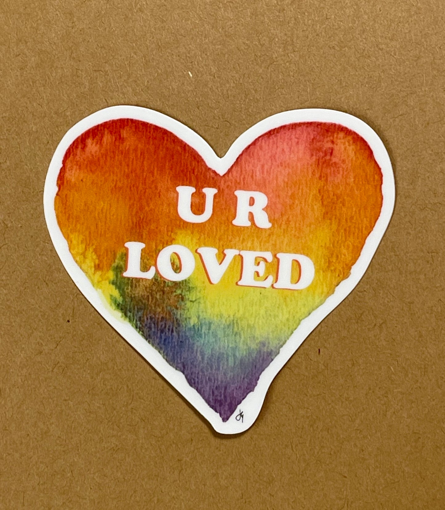 U R LOVED Rainbow Heart Sticker