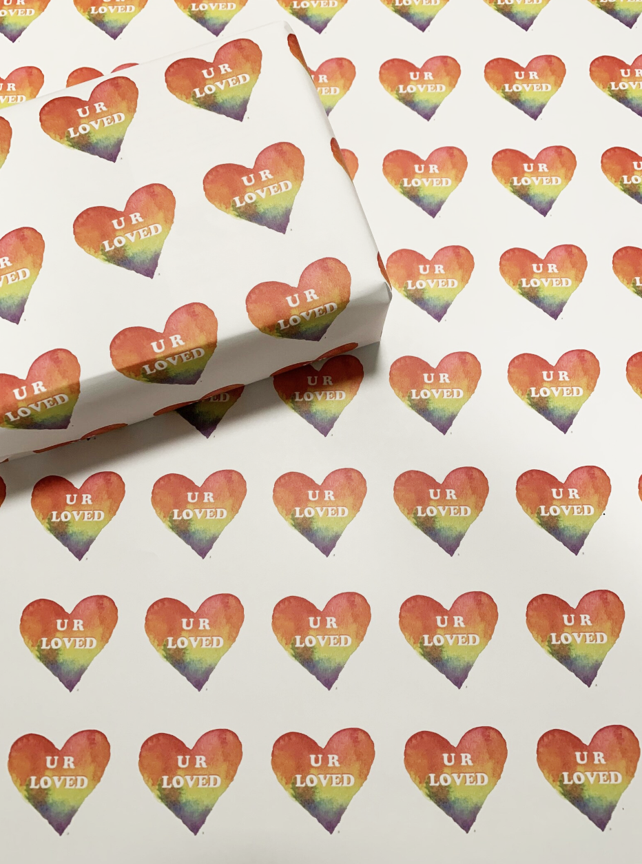 UR LOVED Rainbow Wrapping Paper Sheets (4 pieces)