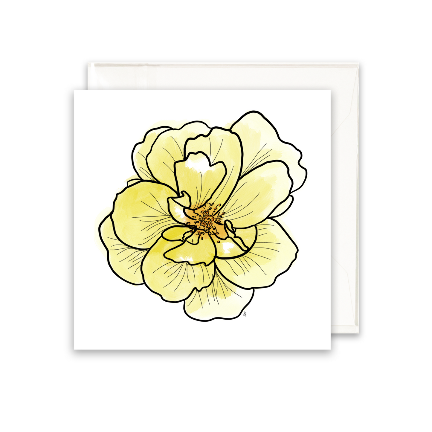 Yellow Rose Enclosure Card - 2.75" x 2.75" Card